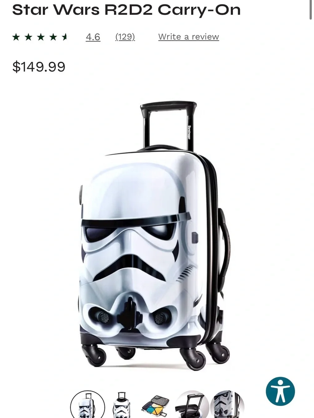 American Tourister Kids Star Wars Stormtrooper Carry-On - White & Black